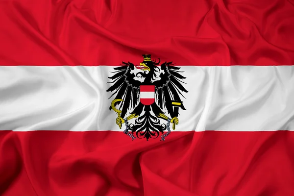Avusturya bayrağı sallayarak — Stok fotoğraf