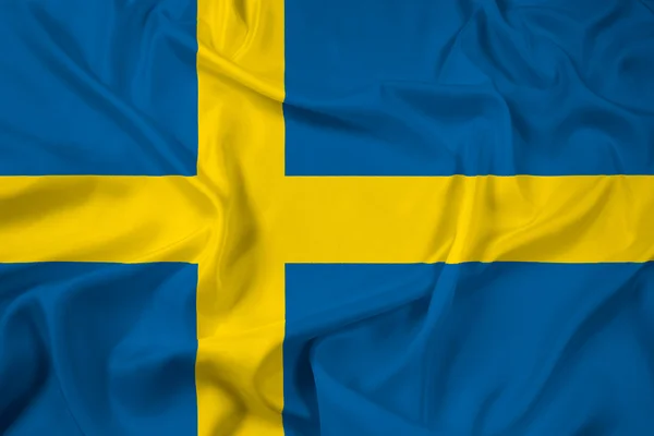 İsveç bayrağı sallayarak — Stok fotoğraf