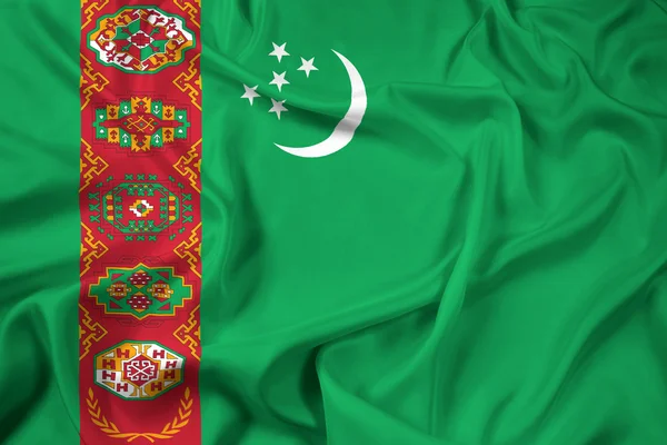 Ondeando la bandera de Turkmenistán — Foto de Stock