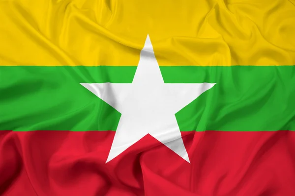 Burma-Flagge schwenken — Stockfoto