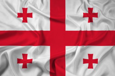 Gürcistan bayrağı sallayarak