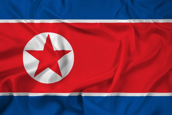 Nordkoreanische Flagge schwenken — Stockfoto