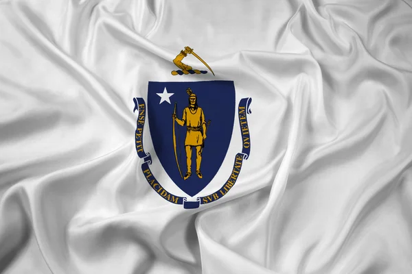 挥舞着马萨诸塞州州旗 — 图库照片