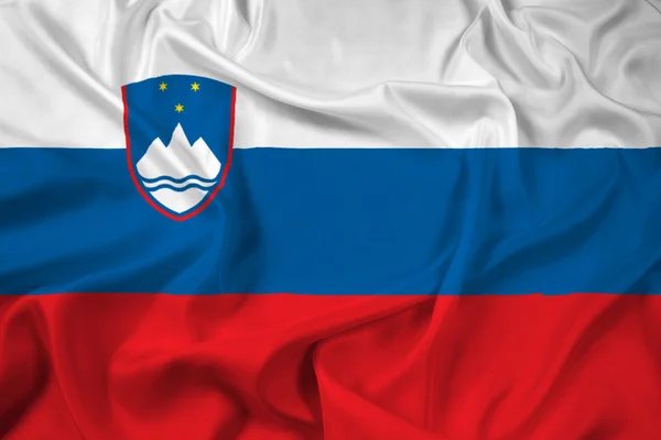 Slovenya bayrağı sallayarak — Stok fotoğraf