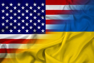dalgalanan ABD ve Ukrayna bayrağı