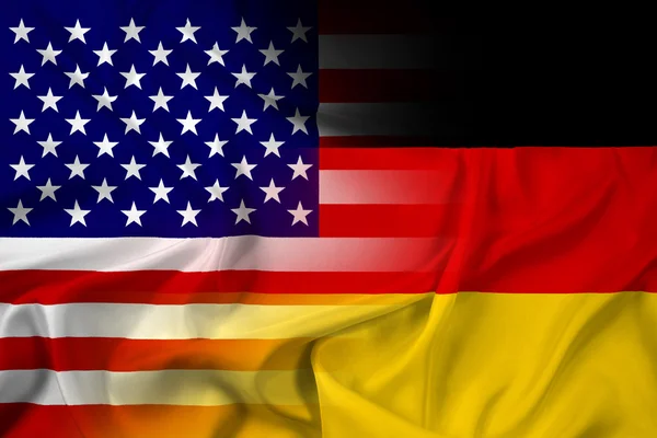 Wapperende vlag van de Verenigde Staten en Duitsland — Stockfoto