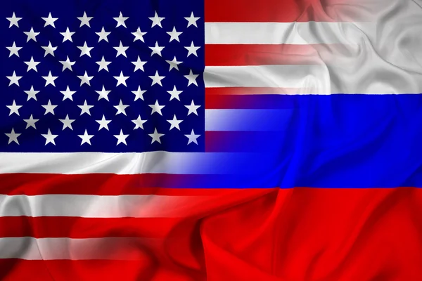 Dalgalanan ABD ve Rusya bayrağı — Stok fotoğraf