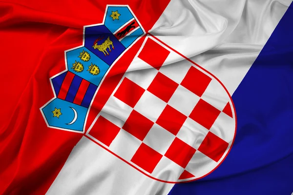 Kroatische Flagge schwenken — Stockfoto