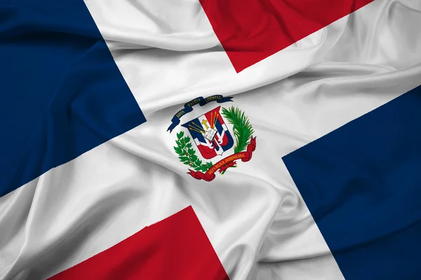 Acenando bandeira da República Dominicana — Fotografia de Stock
