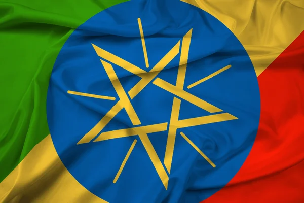 Lambaikan bendera Ethiopia — Stok Foto