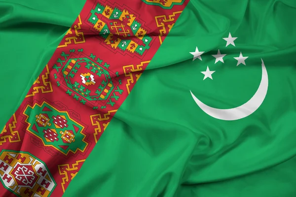 Vlající vlajka Turkmenistánu — Stock fotografie