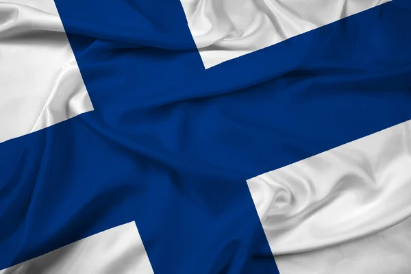 Ondeando bandera de Finlandia — Foto de Stock