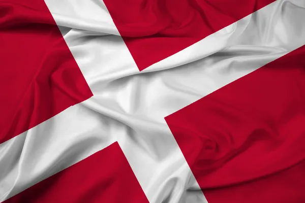 Wapperende vlag van Denemarken — Stockfoto