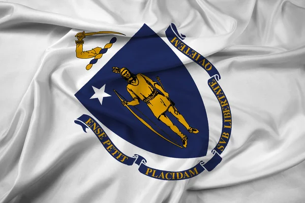 Acenando Bandeira do Estado de Massachusetts — Fotografia de Stock