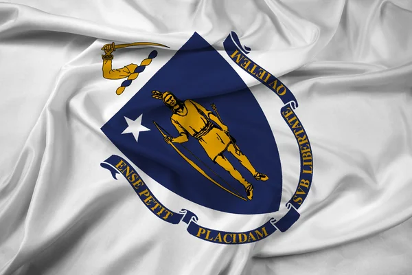 Agitant le drapeau de l'État du Massachusetts — Photo