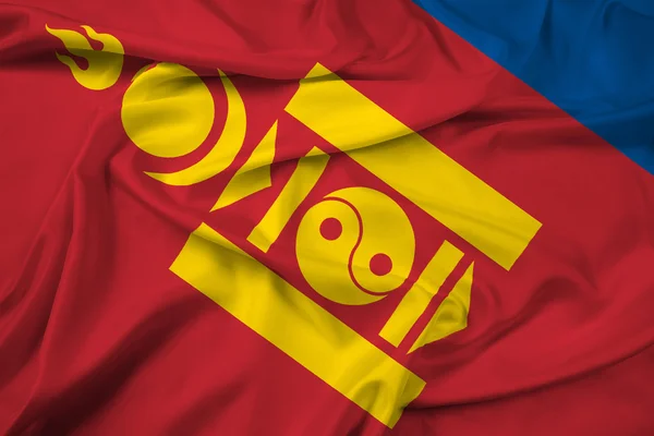 Ondeando la bandera de Mongolia — Foto de Stock