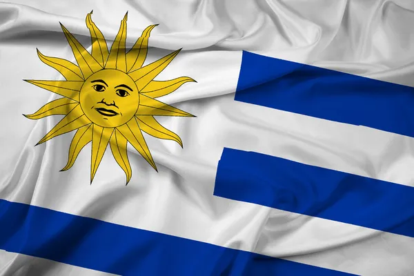 Acenando Bandeira do Uruguai — Fotografia de Stock
