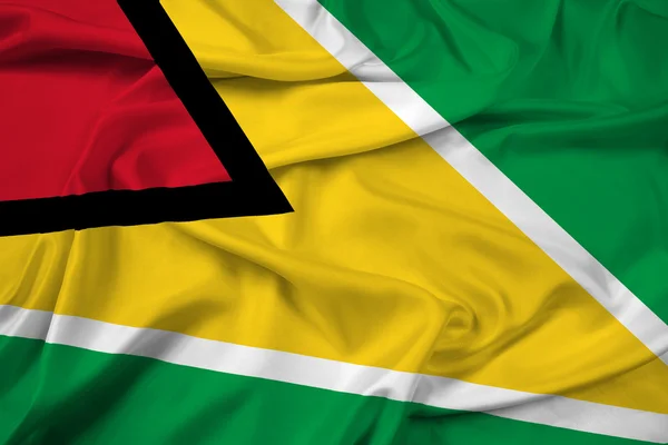 Viftar Guyanas flagga — Stockfoto
