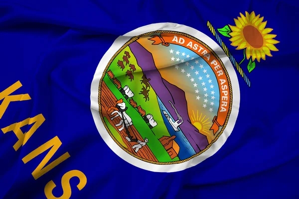 Acenando Bandeira do Estado do Kansas — Fotografia de Stock