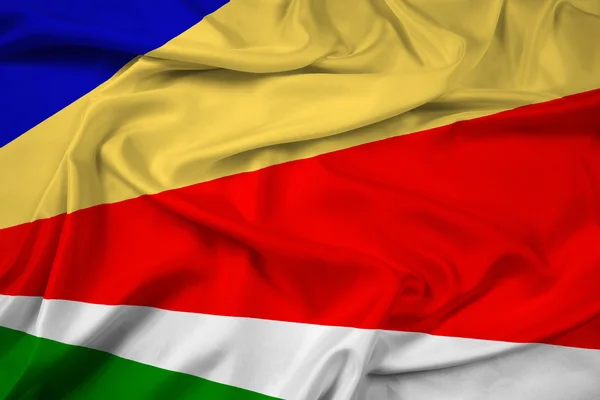 Ondeando la bandera de Seychelles — Foto de Stock