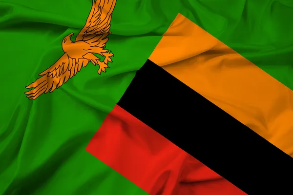 Bandeira da Zâmbia acenando — Fotografia de Stock