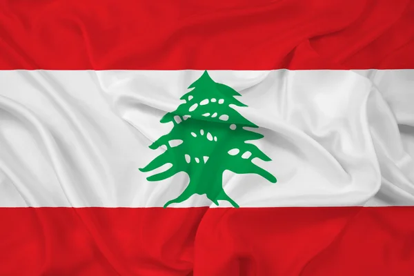 Lübnan Bayrağı sallayarak — Stok fotoğraf