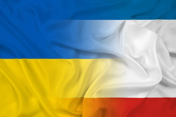 Waving Autonomous Republic of Crimea and Ukraine Flag — Stock Photo, Image