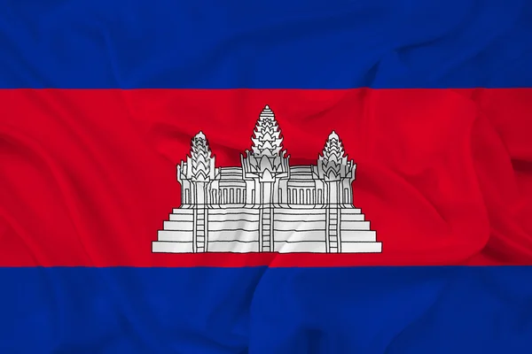 Κουνώντας τη σημαία της Καμπότζης — Φωτογραφία Αρχείου