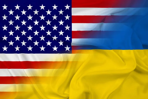 Ukraine und USA schwenken Flagge — Stockfoto