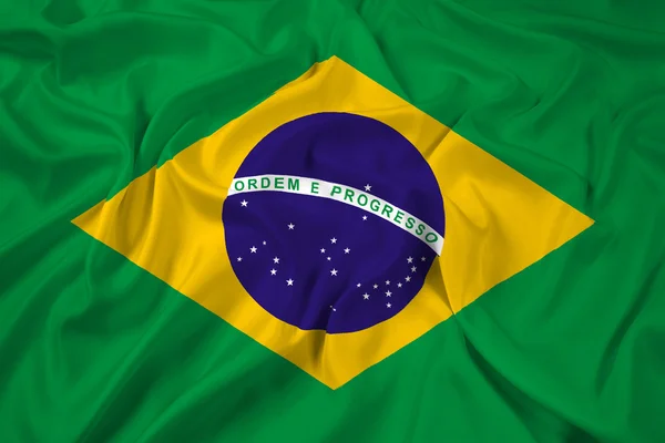 Ondeando bandera de Brasil — Foto de Stock