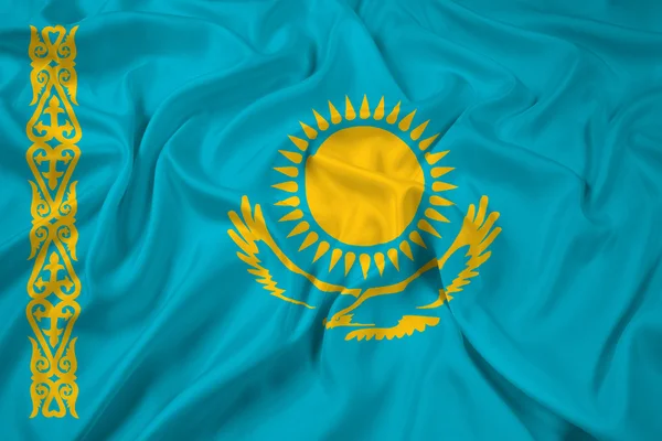 Wapperende vlag van Kazachstan — Stockfoto