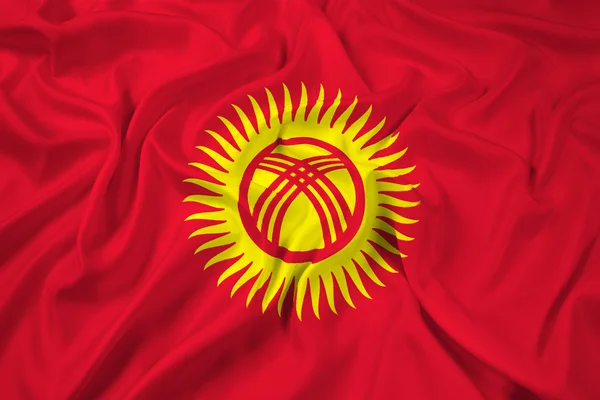 Viftar Kirgizistan flagga吉尔吉斯斯坦旗帜 — Stockfoto