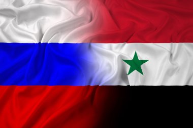 Rusya ve Suriye dalgalanan bayrak