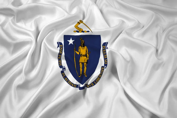 Waving Massachusetts State Flag — Stock Photo, Image