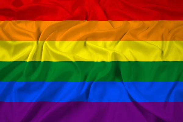 Ondeando bandera arco iris — Foto de Stock