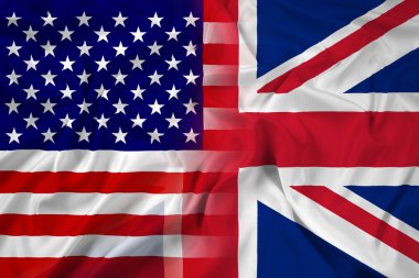dalgalanan ABD ve İngiltere bayrağı
