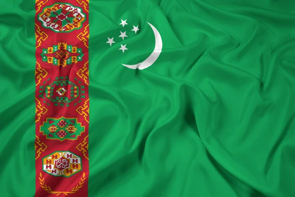 Ondeando la bandera de Turkmenistán —  Fotos de Stock