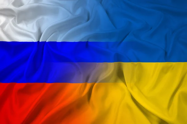 Waving Ukraine and Russia Flag — Stock Photo, Image