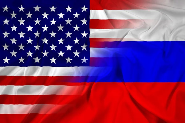 USA und Russland schwenken Flagge — Stockfoto