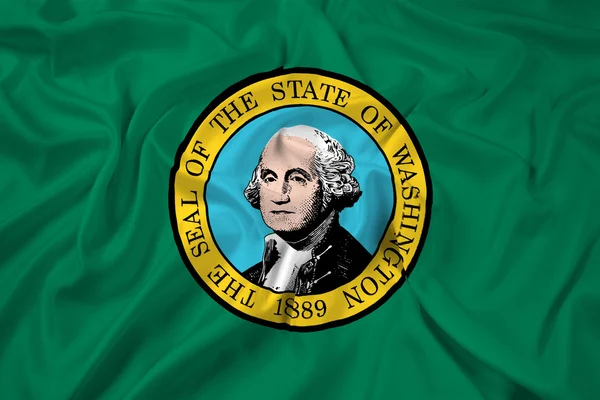 Brandissant le drapeau de l'État de Washington — Photo