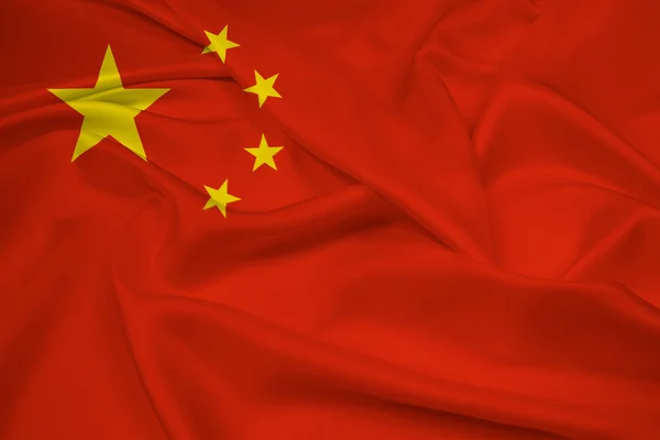 Vlnící se čínská vlajka — Stock fotografie