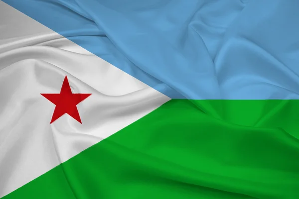 Ondeando la bandera de Yibuti — Foto de Stock