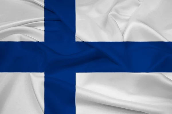핀란드 깃발을 흔들며 — 스톡 사진