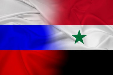 Rusya ve Suriye dalgalanan bayrak