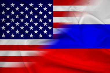 Waving USA and Russia Flag clipart