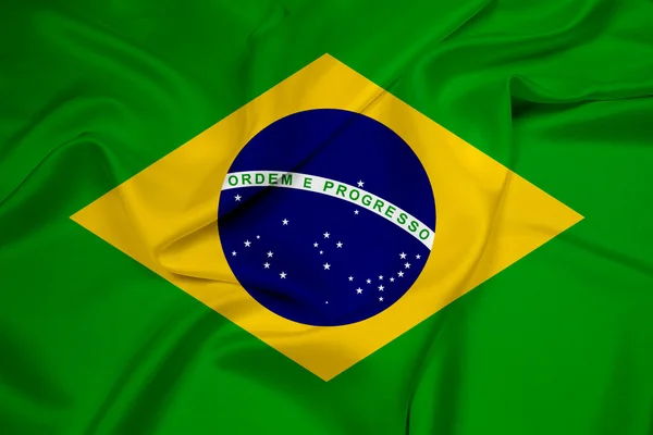 Ondeando bandera de Brasil — Foto de Stock