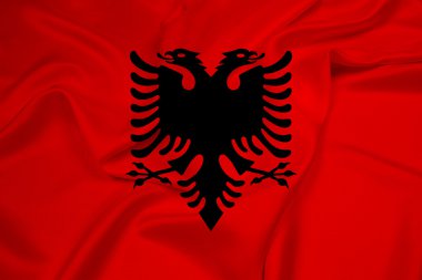Arnavutluk bayrağı sallayarak