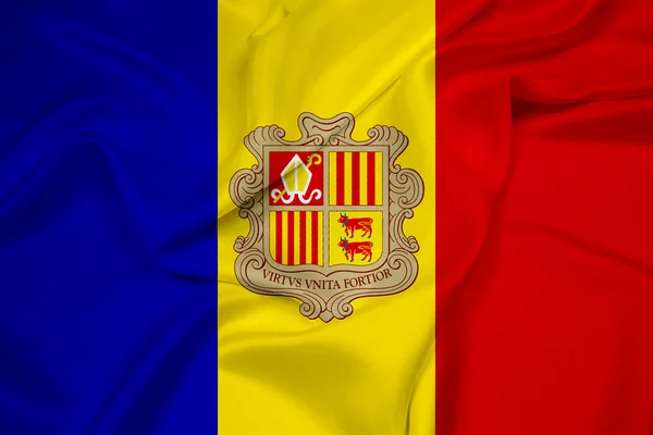 Bandeira de Andorra acenando — Fotografia de Stock