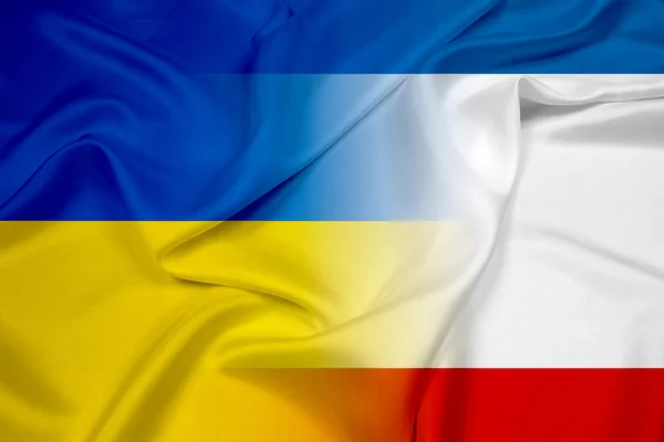 Waving Autonomous Republic of Crimea and Ukraine Flag — Stock Photo, Image