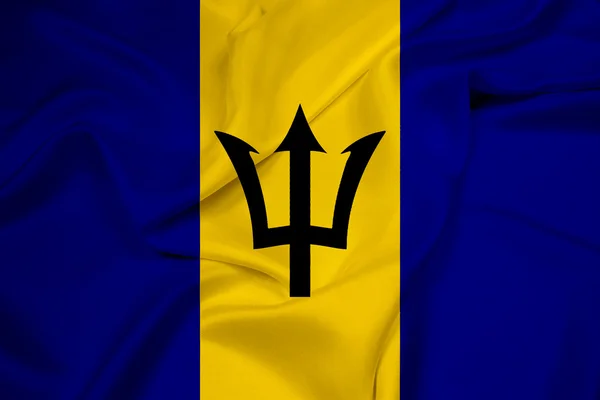 Barbados bayrağı sallayarak — Stok fotoğraf